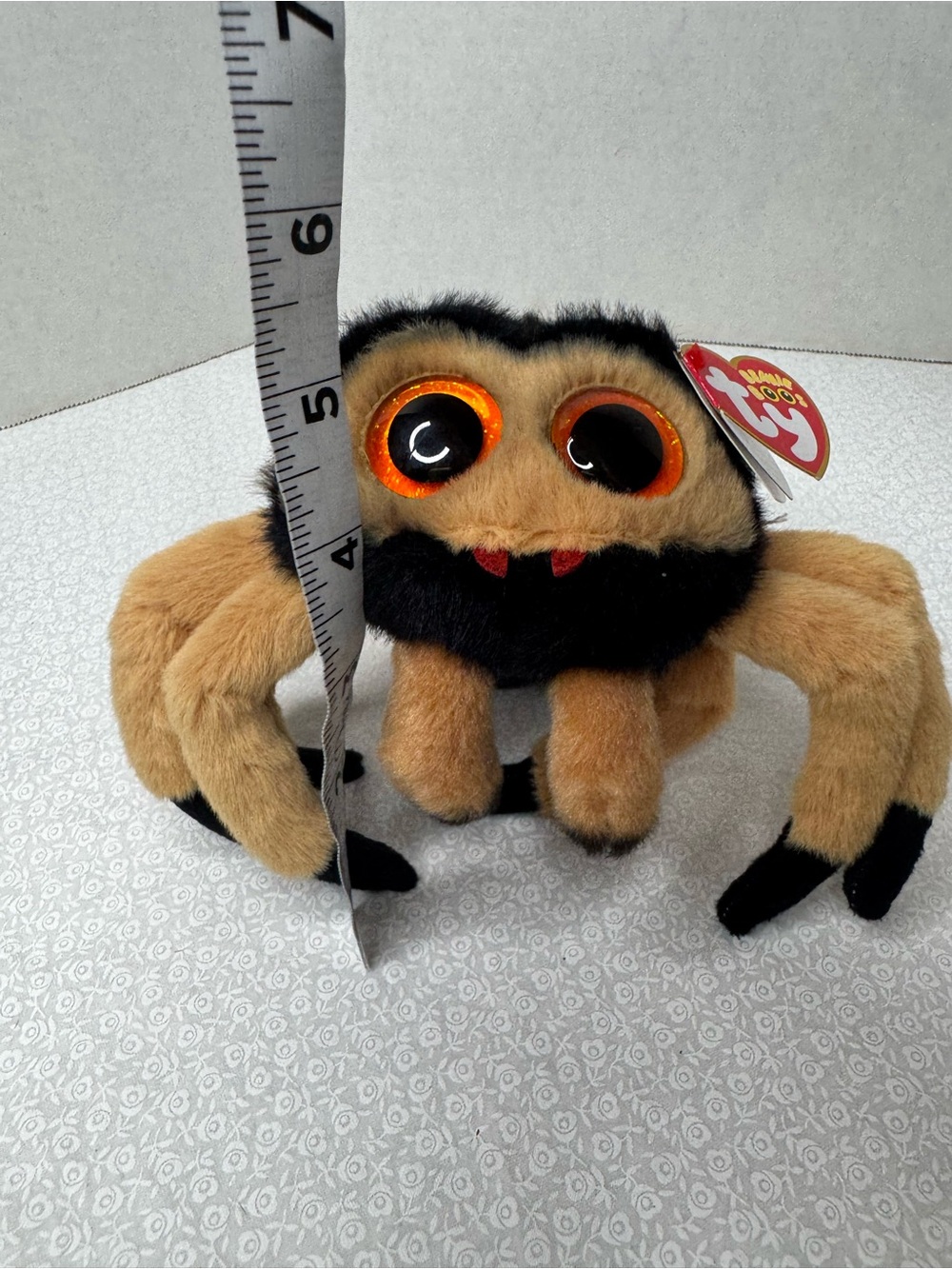 TY Beanie Boos Godfrey tSpider large glittery orange eyes and plush tan fur 2024 - Picture 8 of 8